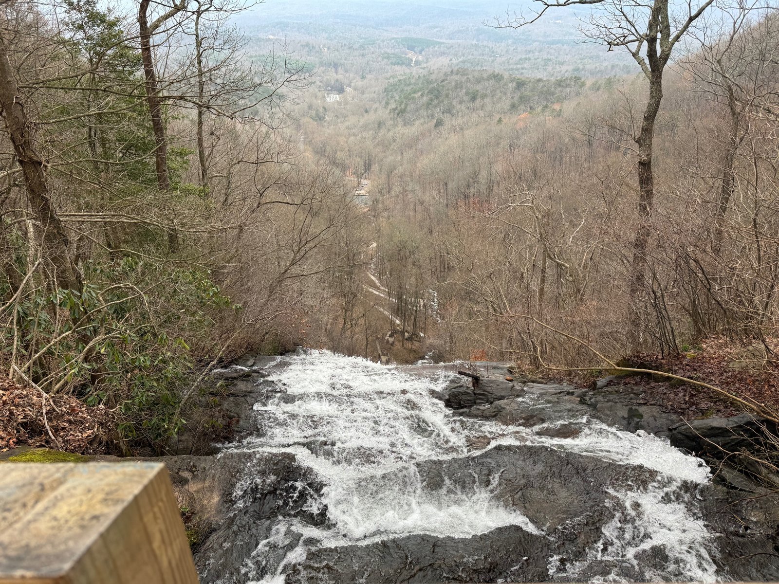 Looking down from the top of Amicalola Falls on the Approach Trail