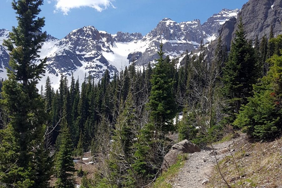 The trail to Blue Lakes in the Mount Sneffels Wilderness