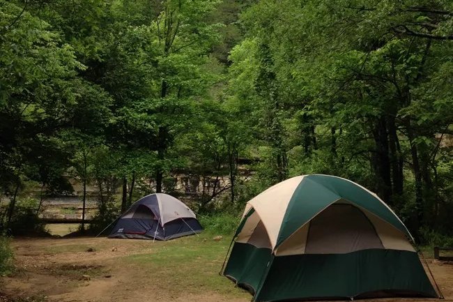 A tent site at Kyles Landing Campground
