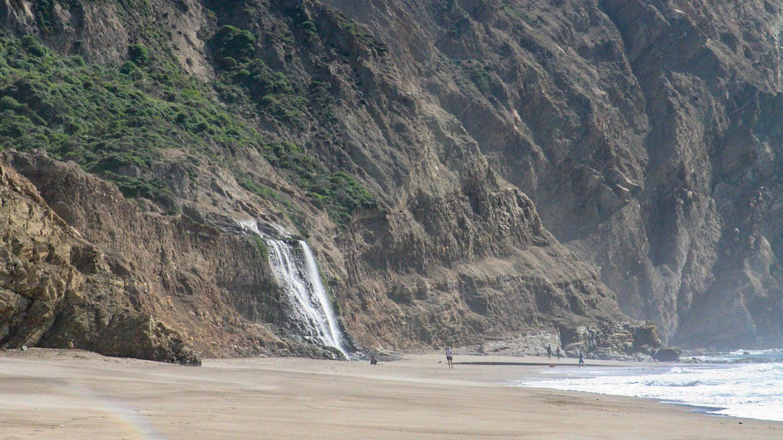 Alamere Falls pouring onto Wildcat Beach