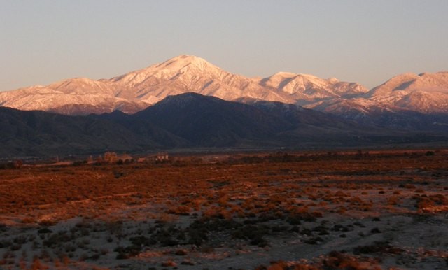 Alpenglow on San Bernardino and San Gorgonio Peaks in winter